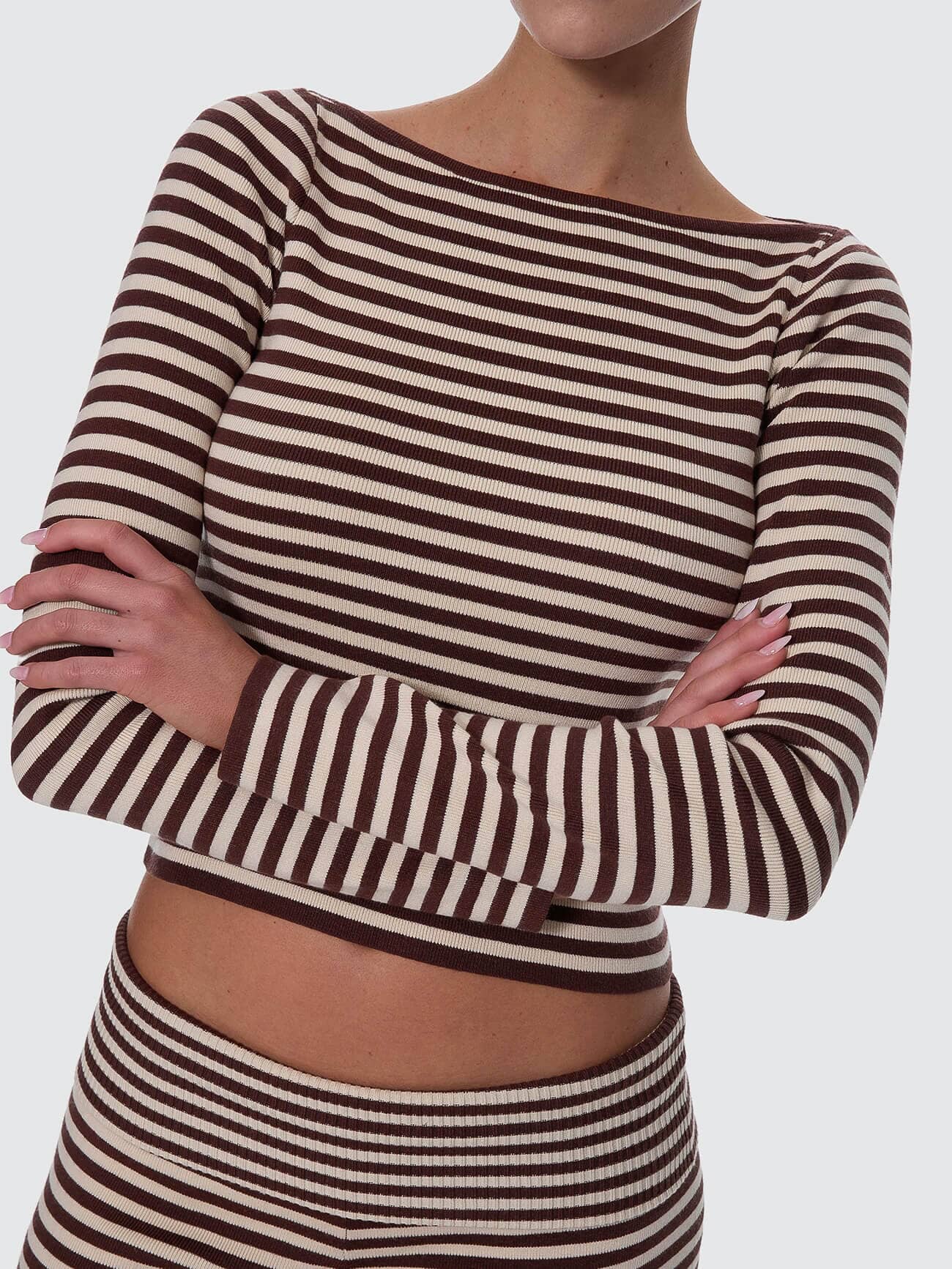Walker Knit Long Sleeve Top - Butter Cream Stripe - Image 3