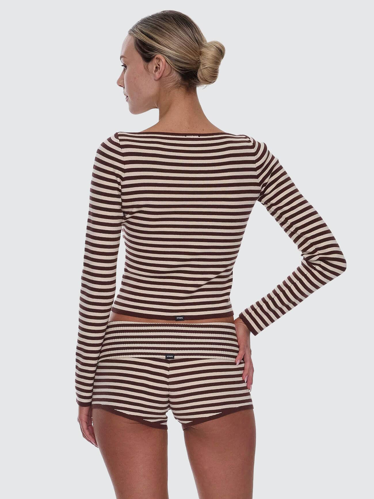 Walker Knit Long Sleeve Top - Butter Cream Stripe - Image 6