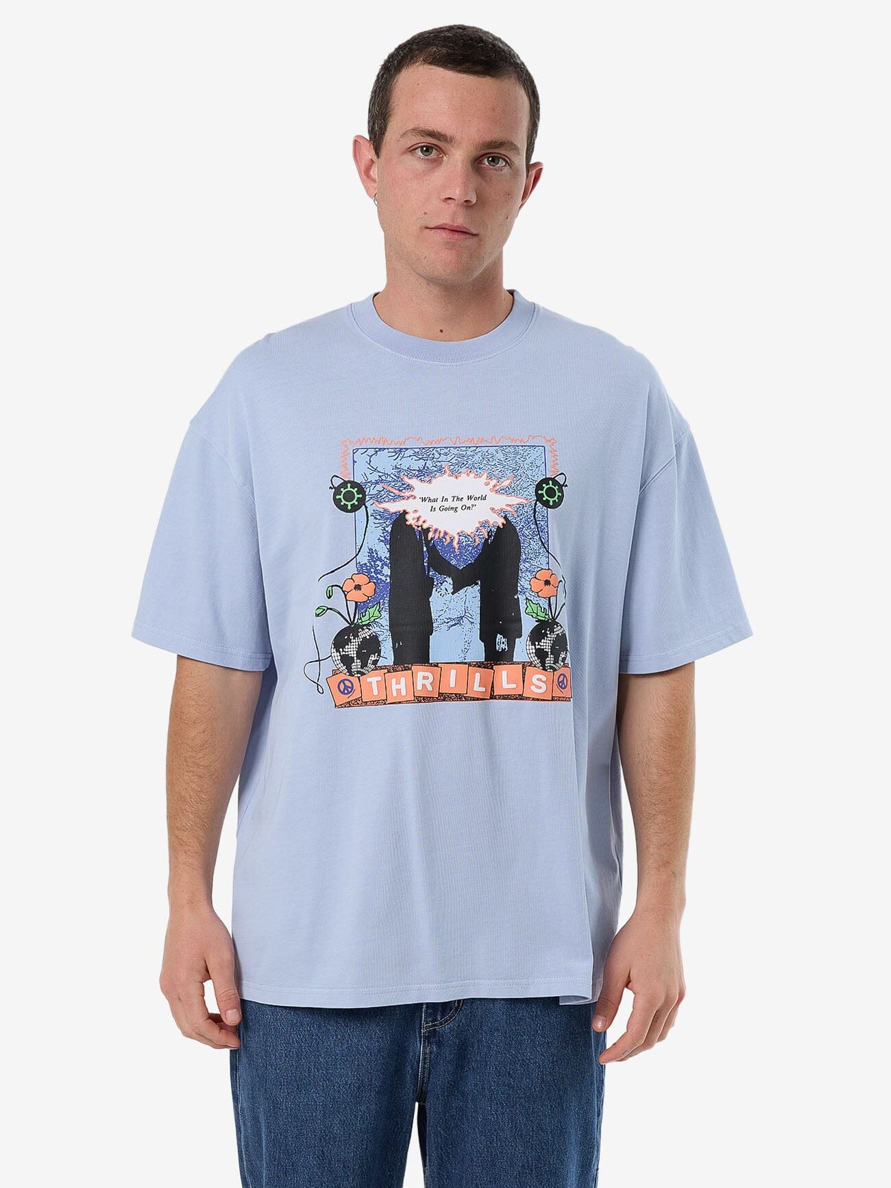 What's Really Going On Box Fit Oversize Tee - Skyway