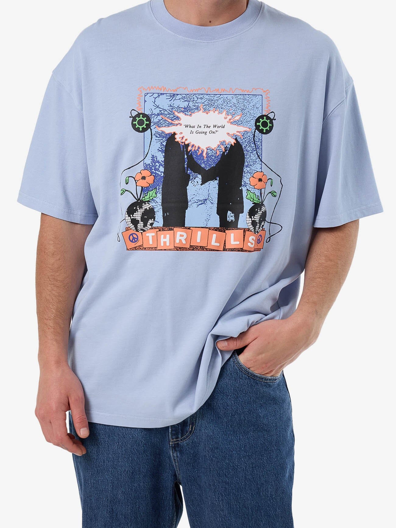 What's Really Going On Box Fit Oversize Tee - Skyway - Image 6