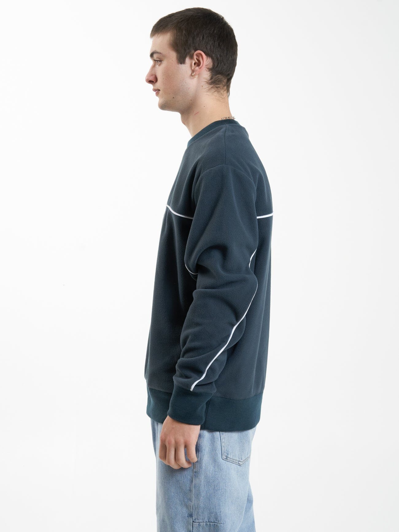 Wisdom Oversize Polar Fleece Crew - Petrol - Image 3
