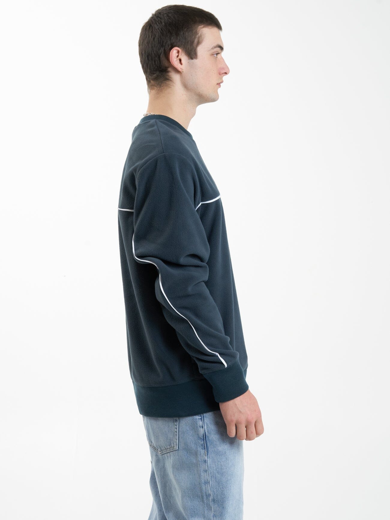 Wisdom Oversize Polar Fleece Crew - Petrol - Image 4