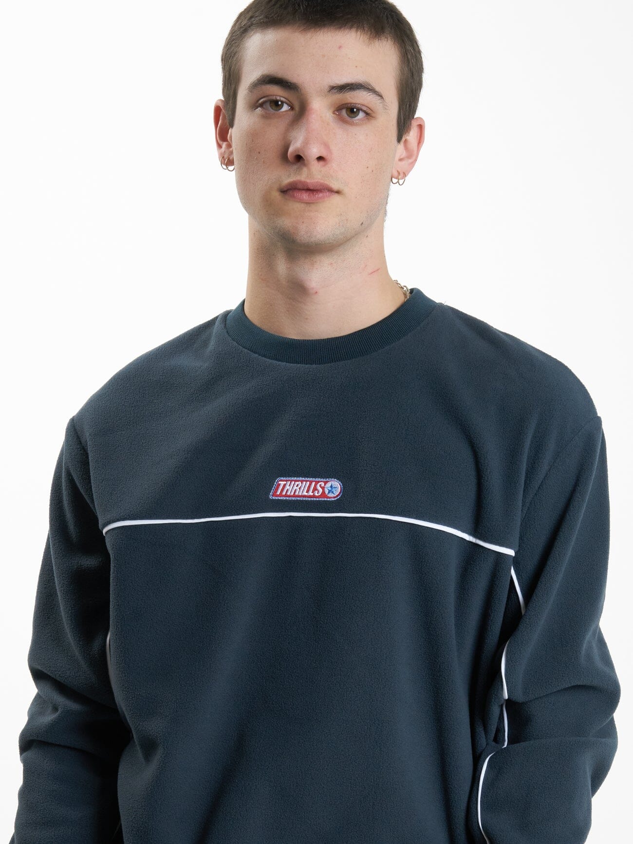 Wisdom Oversize Polar Fleece Crew - Petrol - Image 6